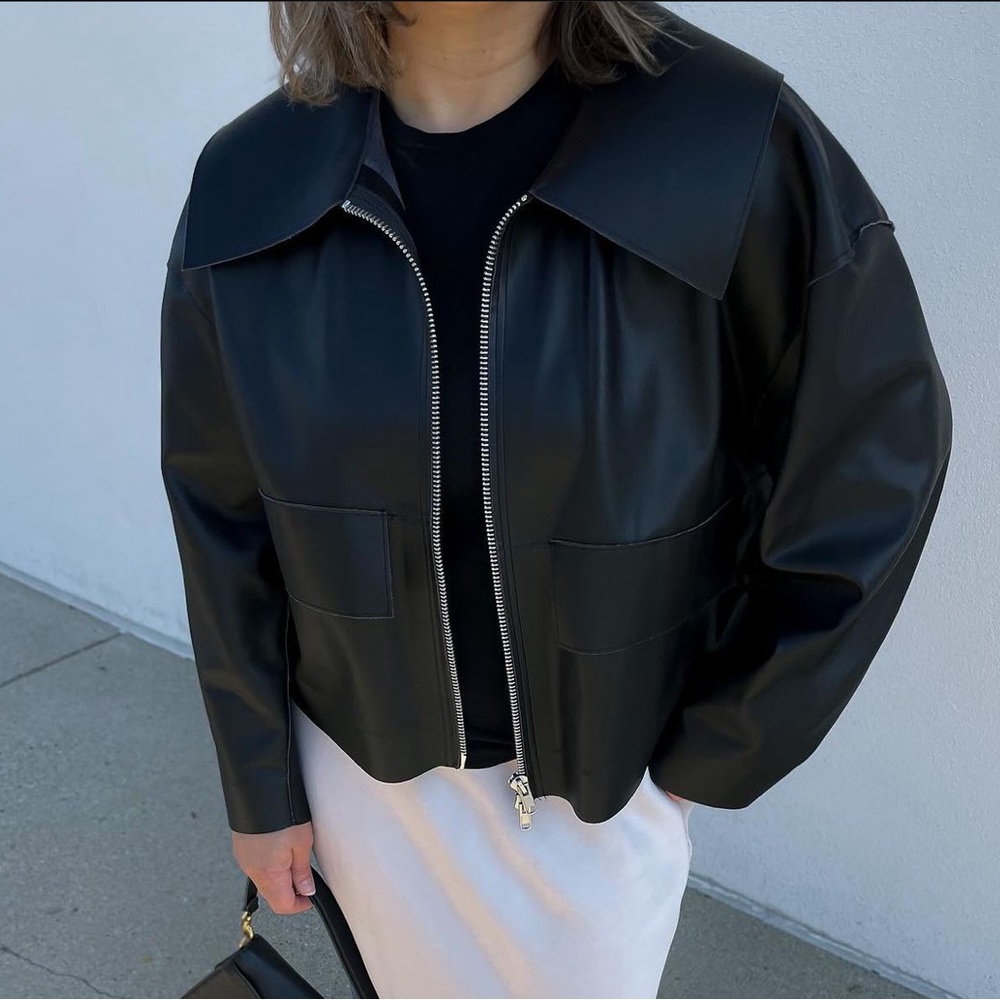 H&M PREMIUM SELECTION Vegan Leather Jacket Sz XS-M $125